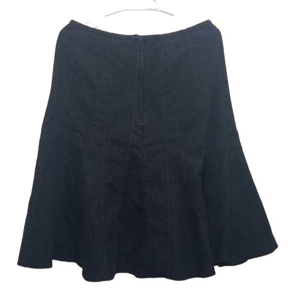 Larry Levine Black Stretch Flared Denim Skirt 10 - Picture 2 of 12